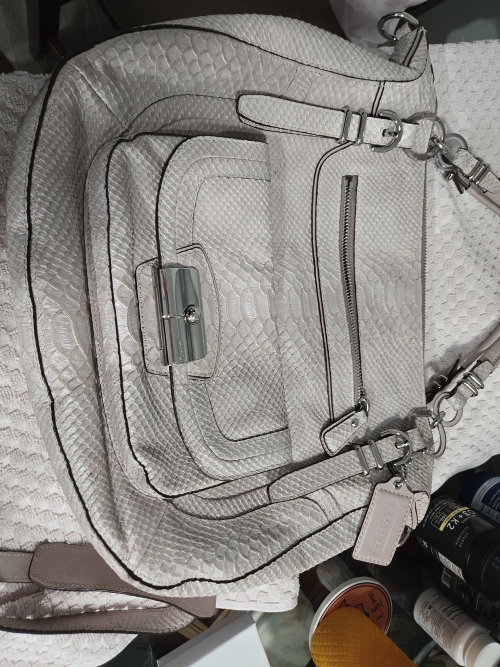 Coach Kristin Pinnacle Embossed Python Laila Round Satchel Style Number 19342
